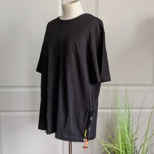 Love Moschino Top Oversize Side Zip Elbow Length Neon Toggle Pulls Black M NWT